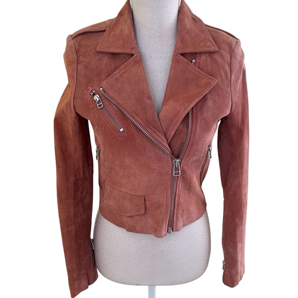Capulet Salmon Pink Suede Moto Jacket XS